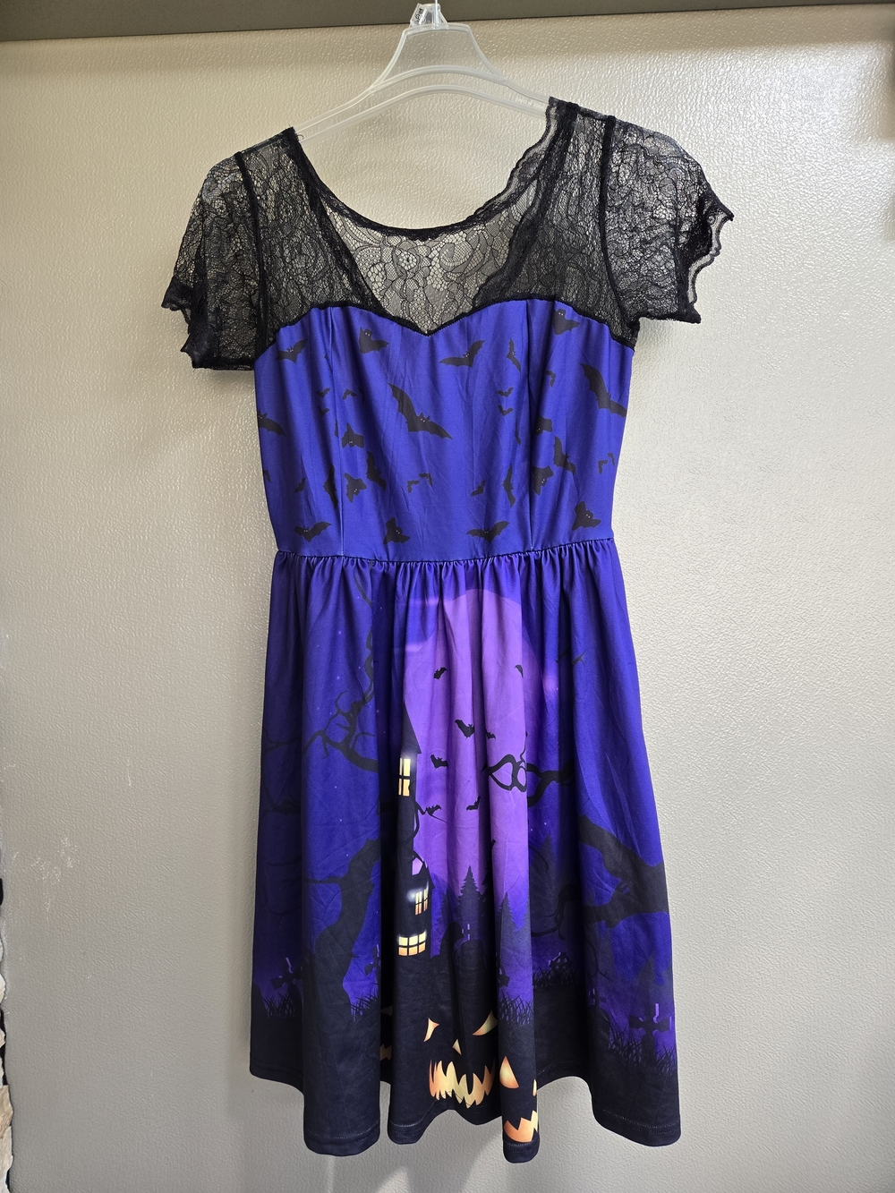 Women's Black Lace-Trim Purple Halloween Dress